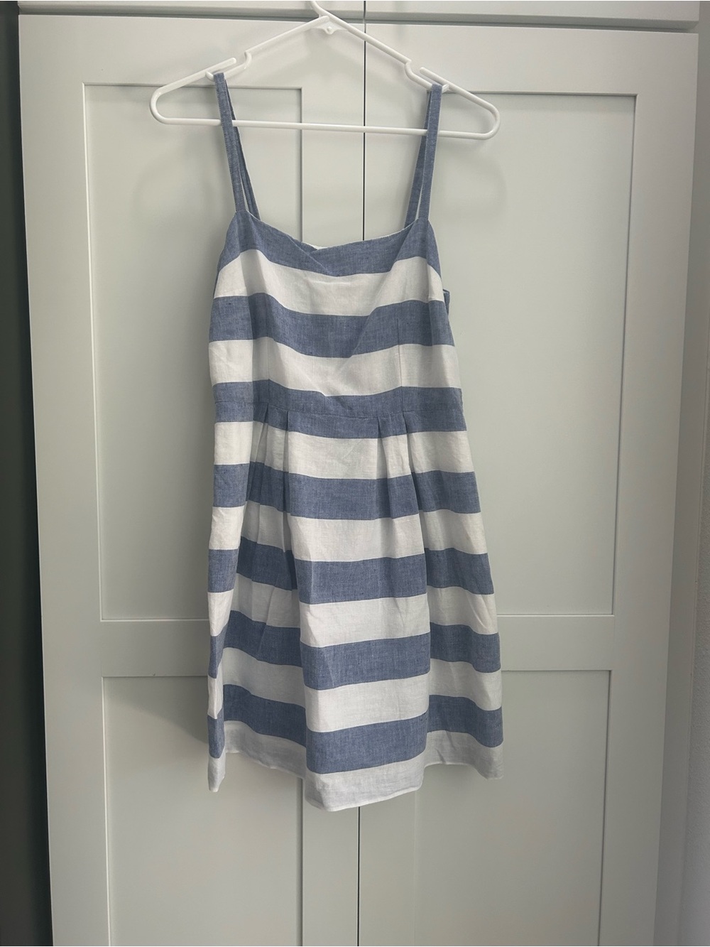 LOFT Blue and White Striped Spaghetti Strap Sundress